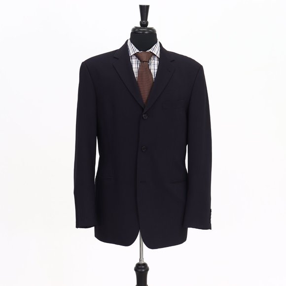 Hugo Boss 40R Navy Solid 3-Button Sport Coat Blazer Jacket B319 - Picture 1 of 11
